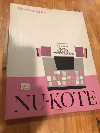 Vintage Burroughs Nu - Kote Typewriter Carbon Paper 8 1/2 X 11 1/2 100 Sheets