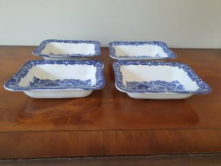 4 Vintage Shredded Wheat Dish George Jones And Sons Abbey 1790 White And Blue