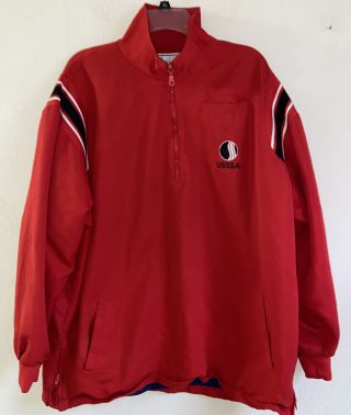 Vtg Official Usssa Linedrive Baseball Ligo Red Half Zip Pullover Jacket Size Xl