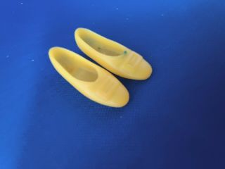 Vintage Francie Doll Shoes Yellow Buckle Squishy Flats 1966