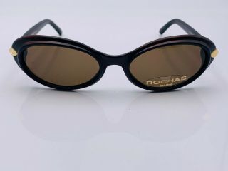 Vintage Rochas 9082 21 Brown Gold Oval Sunglasses Frames France
