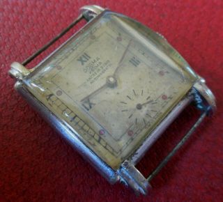 Vintage 1940s Oversized Dogma Prima 15 Jewels Swiss Tank Running Wrist Watch