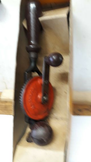 Vintage Stanley 805 hand drill in stanley drill box sheffield tool carpenters 2