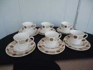 Vintage Retro Royal Vale Tea Set For 6 Trios Cups & Saucers Plate Set 8216