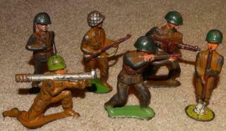 Vintage Barclay,  Manoil Wwii Lead Soldiers,  Combat,  At Attention,  Machine Gun