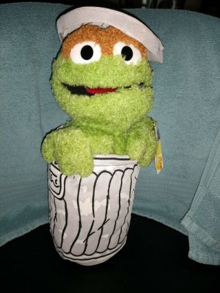 Nanco Sesame Street Oscar The Grouch In Trash Can Plush Stuffed Toy