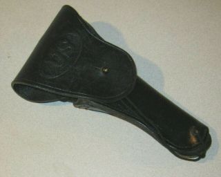 Vintage " Us " Pistol Holster (colt 1911) - Black Leather - Shape