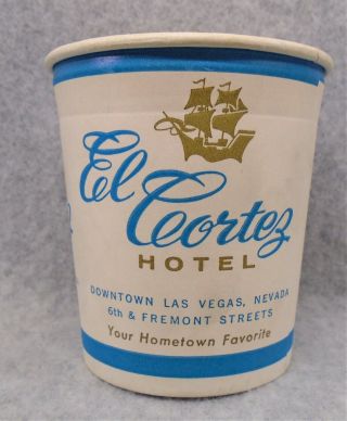 Vintage Older El Cortez Hotel Casino Las Vegas Paper Coin Drink Cup Lqqk