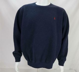 Vtg Polo Ralph Lauren Sweatshirt Navy Blue/red Logo Men 