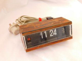 Vintage Copal Flip Clock Alarm Model 227 Woodgrain Style Case Made In Japan