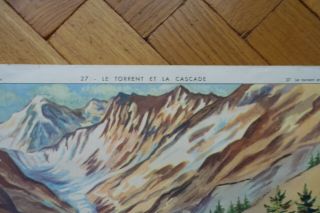 Vintage French 1960s double - sided school poster Rossignol geography landscape 3