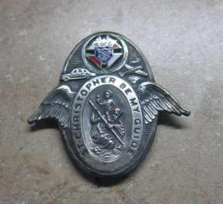 Vintage St Christopher Medal For Car Auto K Of C Logo Pinback Type