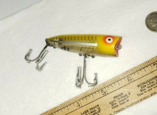 Vintage Heddon Chugger Spook Lure Yellow Shore Old Tackle Box Bait