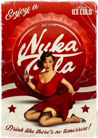 Nuke Cola Red Fallout 1 - Poster (a0 - A4) Film Movie Picture Art Wall Decor Actor