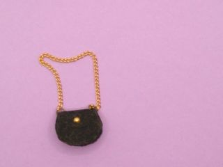 Vintage Japanese Exclusive Black Purse Gold Chain Fits Barbie Licca - Chan Tammy