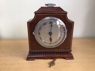Vintage Buren Swiss Wooden Mantle Clock With Key