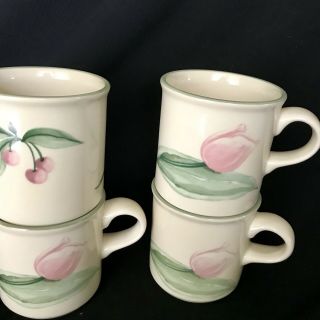 4 Vintage Pfaltzgraff Garden Party Impressions Coffee Mugs Cups Mug Made In Usa
