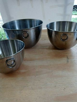 Vtg Set Of 3 Revere Ware Stainless Steel Nesting Mixing Bowls With Hanging Rings
