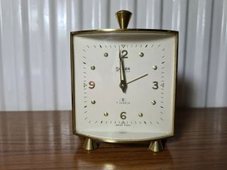 Vintage Swiza Mignon 8 Day Swiss Made Brass Alarm Clock 7 Jewels Wind Up Deco