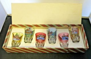 Vintage Venice Italy Landmarks And Icons Glass Shot Glasses Set Of 6