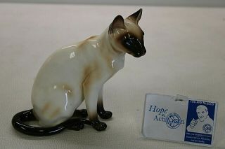 Vintage Shafford Japan Chocolate Point Siamese Cat Porcelain Figurine 6 " Tall