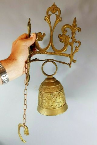Vintage Wall Hanging Brass Monastery Bell " Qui Me Tangit Vocem Meam Audit " - Ecb