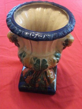 Vintage Urn Shaped Flower Vase With Ram Head Handles 12 " H