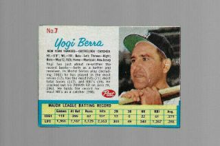 Vintage Post Cereal Baseball Card Yogi Berra 1962 York Yankees