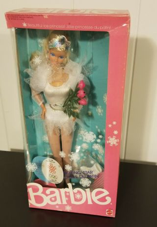 Box Vintage Skating Star Barbie Calgary Doll Nrfb 4547 Mattel 1987