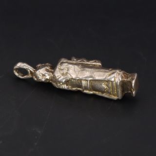 Vtg Sterling Silver 3 - D Solid Native Woman Carrying Baby Bracelet Charm - 3g