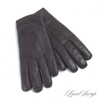 Vintage Grandoe Brown Leather Soft Mottled Fur Lined Winter Gloves L Nr