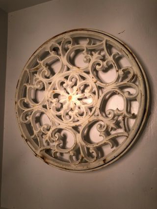 Antique Cast Iron Trivet Or Wall Hanging Off White