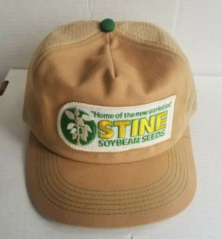Vintage Stine Soybean Seeds Patch Snapback Trucker Mesh Hat K Products Patch