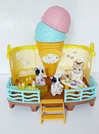 Sylvanian Families Ice Cream Shop With Dressed Figures And Accessories