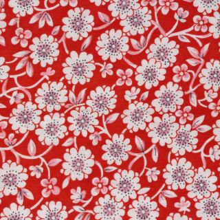 1/2 Yard Vintage Fabric 36 " Wide X 18 " Pretty Red Floral