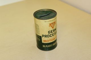 Vintage Conoco Germ Processed Motor Oil Tin Can Coin Bank 2