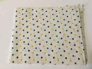 Vintage Open Feed Flour Sack Quilt Fabric 43 " X36 " Cream Yellow Blue Polka Dots