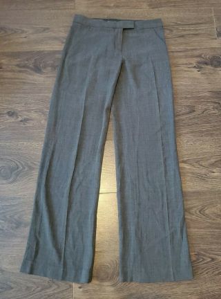 Jigsaw Ladies Trousers 12uk 32 " Leg Vintage Grey Wool Blend Work Office Business