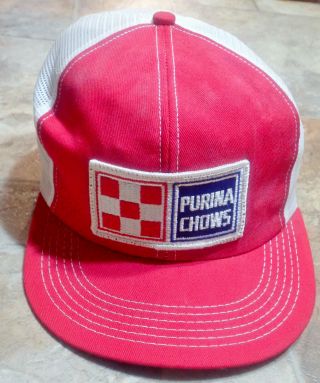 Vintage 1970s Purina Chows Patch Snapback Trucker Hat Cap K Products Usa Made