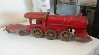Vintage Cast Iron Or Pressed Steel Large Toy Train Locomotive Engine