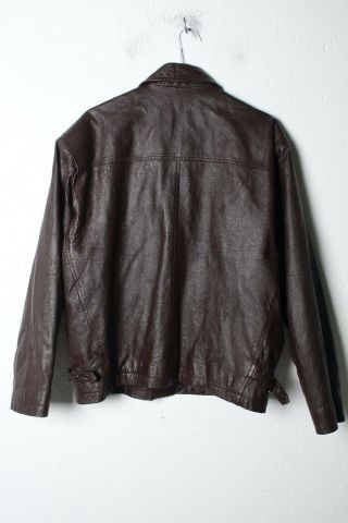 Earthbound Mens Vintage Leather Harrington Bomber Jacket - Brown Medium (21 - q6) 3