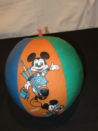 Rare Walt Disney Vintage Inflatable Beach Ball Mickey Mouse Donald Duck Nephews