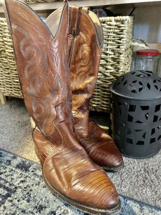 Vintage Dan Post Cowboy Boots,  Lizard Sz 11