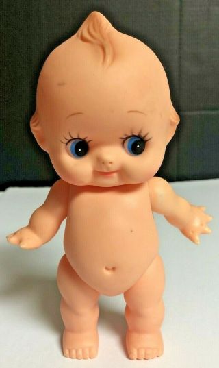 Vintage Kewpie Doll 8 " Tall Rubber Baby Blue Eyes Pointy Fingers Toy