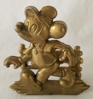 Vintage Brass Mickey Mouse Letter Holder Napkin Holder Made In Italy