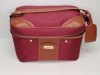 Vintage Jaguar Red Train Case Carry On Luggage Cosmetic Overnight Shoulder Bag