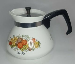 Vintage Corning Ware P - 104 Coffee Tea Pot Le The Spice Of Life 1970 