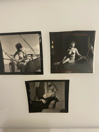 3 Vintage Bunny Yeager Nude Model Contact Sheet Photos,  From Yeager Archive