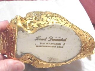 VTG Decor 22 K Weeping Bright Gold Swan & Babies Gold Craft USA Hand Decorated 3