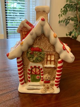 Hallmark Vintage Ceramic Gingerbread House Cookie Jar Christmas Decoration